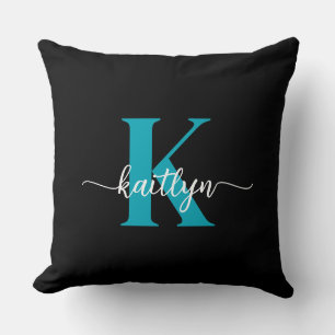 Cojín Decorativo Monograma Negro Teal