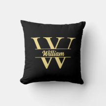 Monograma negro y oro | Guión inicial elegante