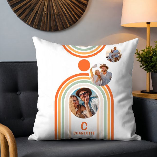 Cojín Decorativo Monograma Nombre Boho Arch Multifoto Trendy Girly (Subido por el creador)
