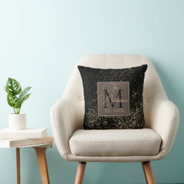 Cojín Decorativo Monograma Nombre de familia Gold Confetti