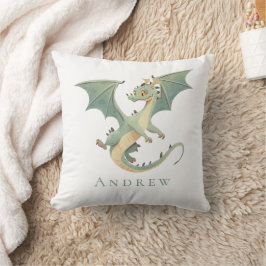 Cojín Decorativo Monograma Nombre Dragon Niños Dormitorio