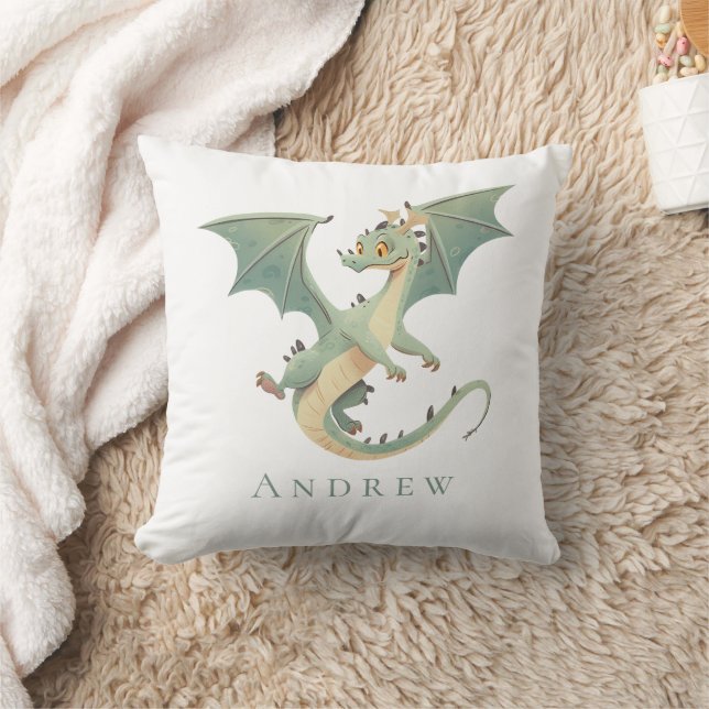 Cojín Decorativo Monograma Nombre Dragon Niños Dormitorio (Manta)