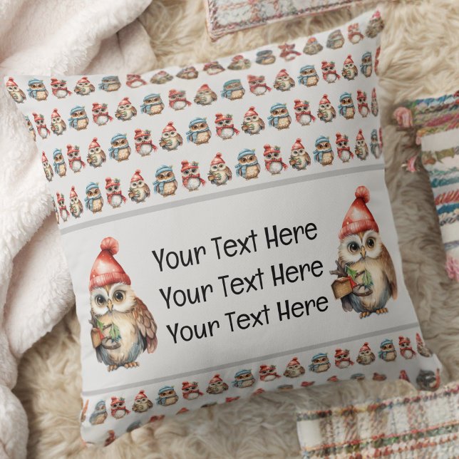 Cojín Decorativo Monograma Nombre Owls Winter (Subido por el creador)