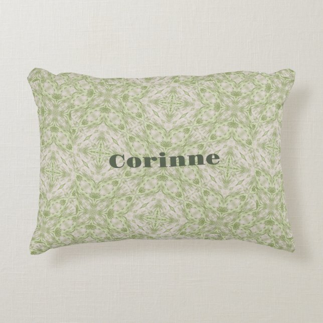 Cojín Decorativo Monograma Nombre Sage Green Pattern | (Anverso)