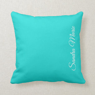 Cojín Decorativo Monograma Nombre Turquoise Verde azulado Aqua colo
