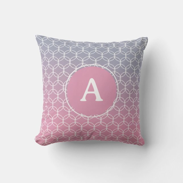 Cojín Decorativo Monograma Ombre Rosa Lilac Geométrico (Anverso)