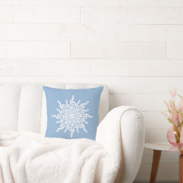 Cojín Decorativo Monograma Ornamental Azul invernal G-Clef Snowflak