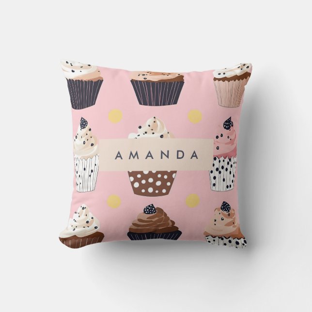 Cojín Decorativo Monograma pastel dulce personalizado (Anverso)