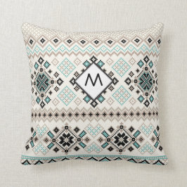 Cojín Decorativo Monograma Patrón cruzado nórdico