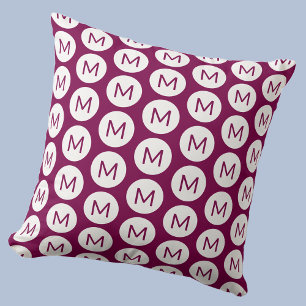 Cojín Decorativo Monograma Patrón de punto inicial Rosa personaliza