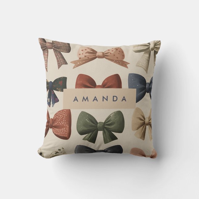 Cojín Decorativo Monograma Patrón de reverso retro personalizado (Anverso)