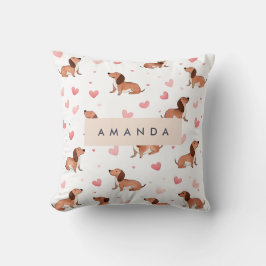 Cojín Decorativo Monograma Perro Cute Dachshund Personalizado
