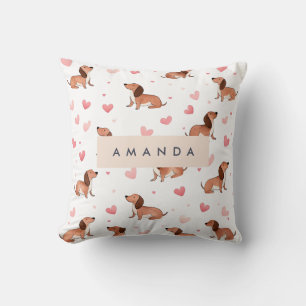 Cojín Decorativo Monograma Perro Cute Dachshund Personalizado