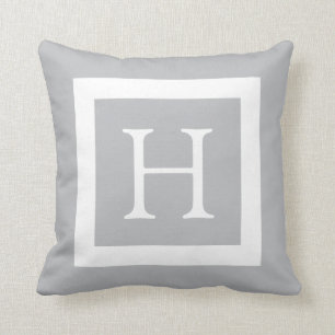 Cojín Decorativo Monograma Personalizado blanco gris