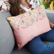 Monograma personalizado chic femenino floral rosa