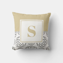 Cojín Decorativo Monograma personalizado con patrón beige gris