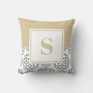 Cojín Decorativo Monograma personalizado con patrón beige gris