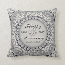 Cojín Decorativo Monograma Personalizado de Aniversario Ornamental