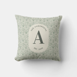 Cojín Decorativo Monograma personalizado de apellido familiar Verde