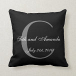 Cojín Decorativo Monograma personalizado de boda Keepsake<br><div class="desc">Esta almohada hace un encantador regalo boda para la novia y el novio. Personalizable completo, edite la fecha inicial, los nombres y la fecha boda. El color de fondo y los colores de fuente pueden cambiarse a su gusto. Observe que el lado inverso de la almohada queda liso para un...</div>
