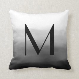 Cojín Decorativo Monograma personalizado de color blanco negro gris