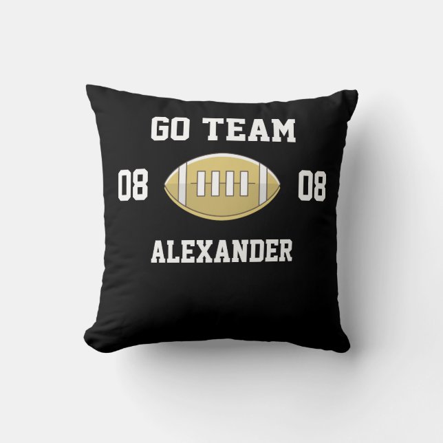 Cojín Decorativo Monograma personalizado de fútbol Go Team (Anverso)