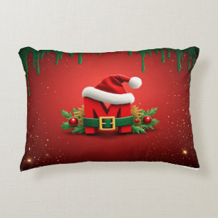 Cojín Decorativo Monograma personalizado de Navidad M con sombrero 