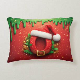 Cojín Decorativo Monograma personalizado de Navidad O con sombrero 