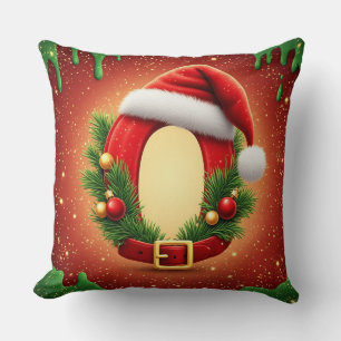 Cojín Decorativo Monograma personalizado de Navidad O con sombrero 