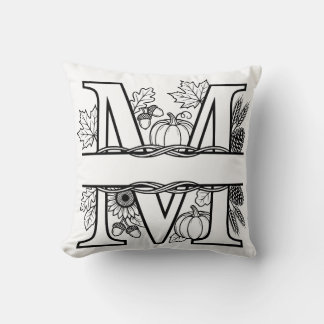 Cojín Decorativo Monograma personalizado de otoño "M"