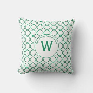 Cojín Decorativo Monograma personalizado de POLKA DOT White Green