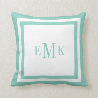 Cojín Decorativo Monograma Personalizado de puntos de cinta Aqua Pr