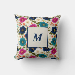 Cojín Decorativo Monograma Personalizado – Floral Moderna Elegante
