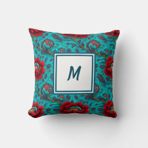 Cojín Decorativo Monograma Personalizado – Floral Moderno Elegante