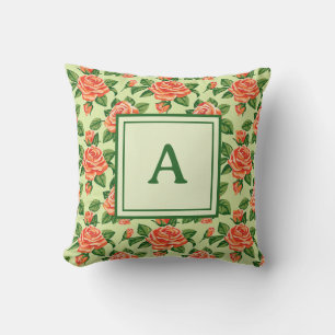 Cojín Decorativo Monograma Personalizado - Floral Moderno Elegante