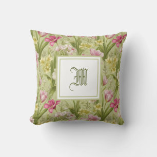 Cojín Decorativo Monograma Personalizado - Floral Moderno Elegante