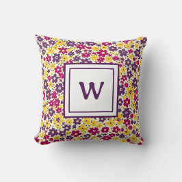 Cojín Decorativo Monograma Personalizado - Floral Moderno Elegante
