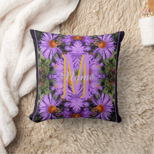 Cojín Decorativo Monograma personalizado inicial nombre abeja aster