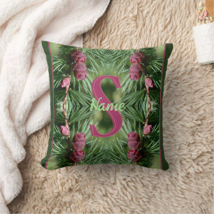 Cojín Decorativo Monograma personalizado inicial nombre piñas arte