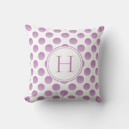 Cojín Decorativo Monograma Personalizado Lilac Polka Dots