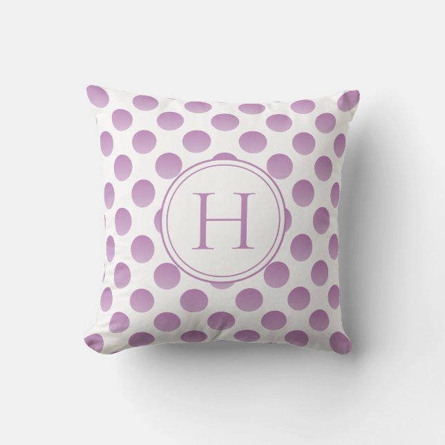 Cojín Decorativo Monograma Personalizado Lilac Polka Dots (Anverso)