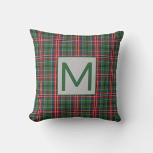 Cojín Decorativo Monograma Personalizado MacCulloch Plaid Tartán