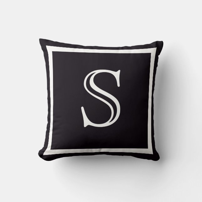 Cojín Decorativo Monograma Personalizado morado azul oscuro (Anverso)