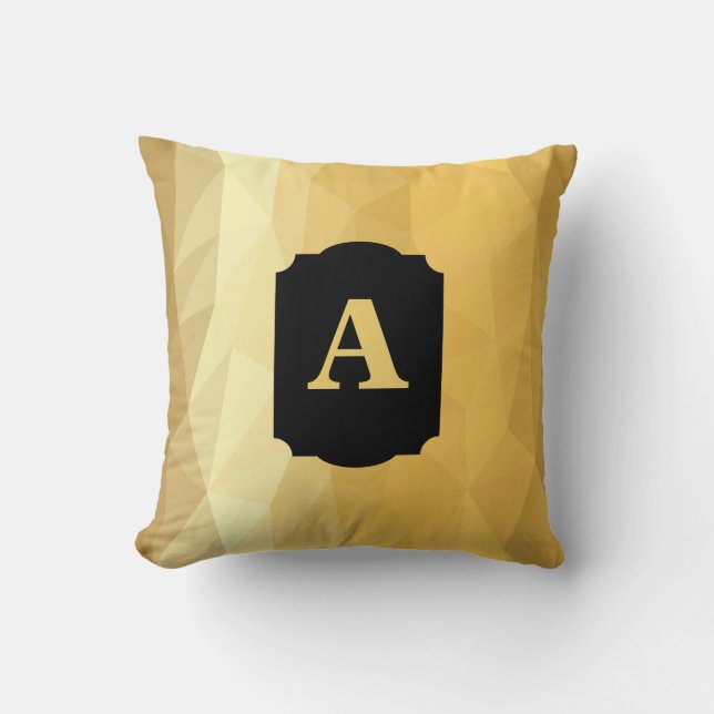 Cojín Decorativo Monograma personalizado negro metálico dorado (Anverso)
