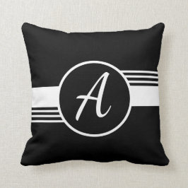 Cojín Decorativo Monograma personalizado Pillow blanco y negro