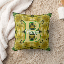 Cojín Decorativo Monograma personalizado Tu inicial Arte de flor de