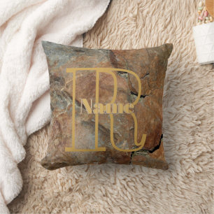 Cojín Decorativo Monograma Personalizado Tu Nombre Inicial Roca de