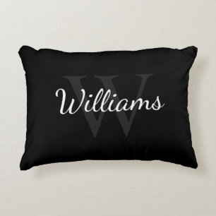 Cojín Decorativo Monograma personalizado y nombre negro