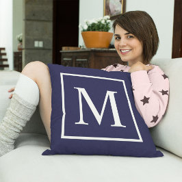 Cojín Decorativo Monograma personalizar sobre azul marino