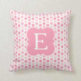 Cojín Decorativo Monograma puntos de Polka Rosa Toss Pillow